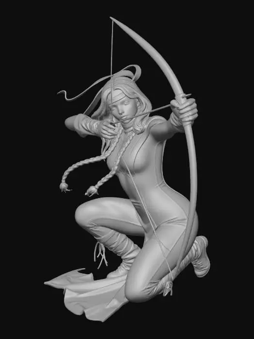 3D model for Danielle Moonstar with psionic bow and arrow