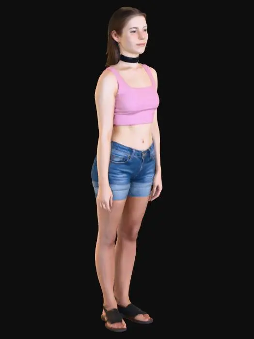 3D model for Dorm Room Portrait in a Pink Crop Top