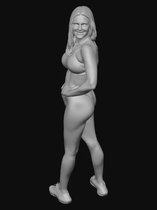 3D model for Back View of a Woman in a Navy Bikini