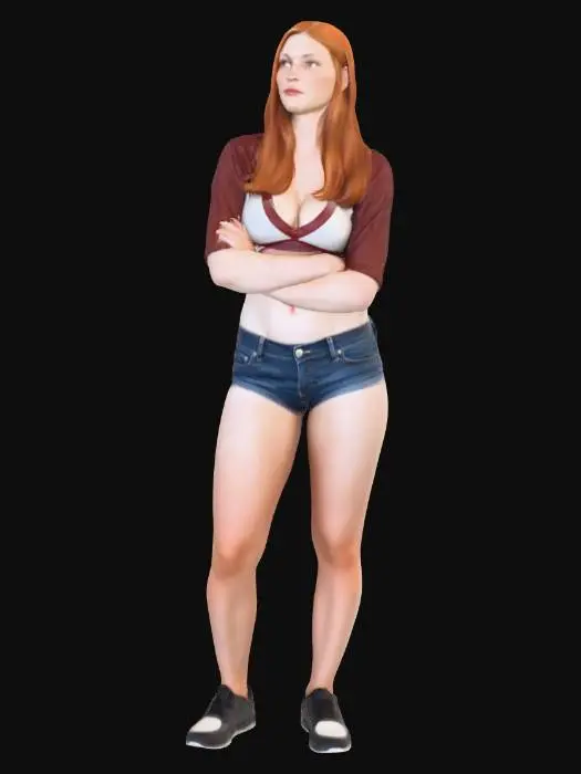 3D model for Redhead in a Maroon Crop Top