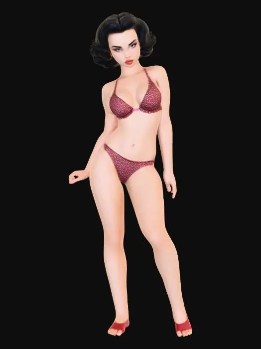 3D model for Vintage Pin-Up Glamour in Red Polka Dot Bikini