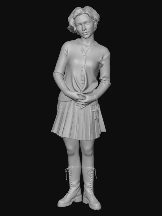 3D model for Schoolgirl in Plaid Skirt