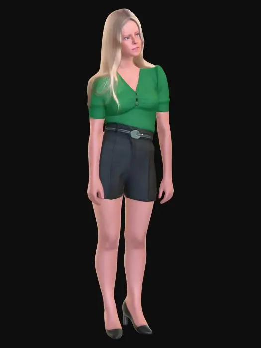 3D model for Blonde in a Green Top