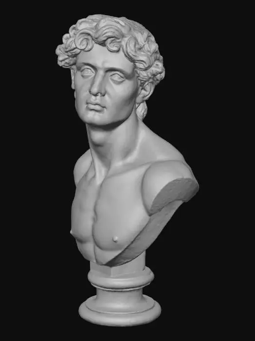 3D model for Greek Apollo statue, Game Assets, Stone, Ultra Realistic, Bust, head