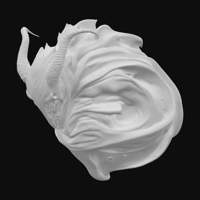 3D model for An amorphous faceless demon, appearing as a swirling mass of viscous, midnight-black tar and coalesced shadow. Its form subtly shifts and ripples, suggesting a fluid, intangible presence with no distinct features, its head a smooth, dark void. The surface possesses a faint, unsettling sheen, giving it a slick, almost wet texture, and an unnerving depth.