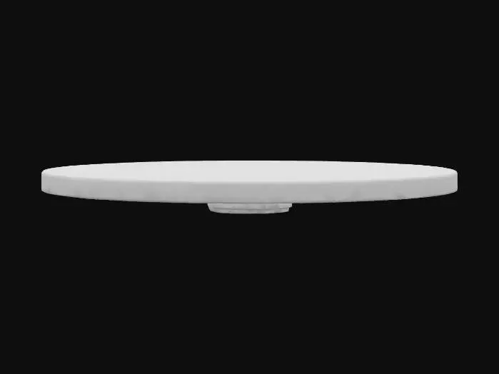 3D model for A futuristic hovering platform, perfectly round disc shape, very flat and low height, smooth edges, metallic silver chrome finish, clean minimal design, no wheels, no legs, no handles, no decorations, sci-fi hoverboard platform, looks like a sleek floating disc
