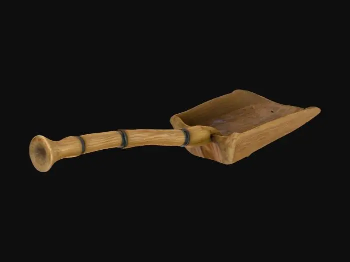 3D model for assets pour jeux vidéo ,Pelle en bois artisanale gonflée par l'eau de la mer , réalistes 