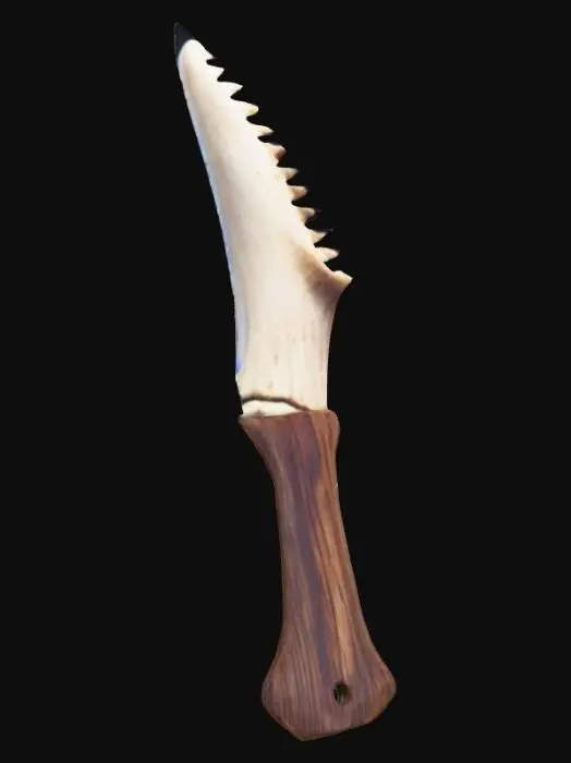 3D model for Couteau fais à partir d'un os d'animal , à grosses dent (couteaux de chasse)
