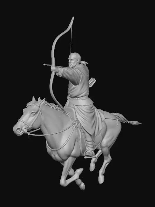 3D model for Mounted Archer on a Galloping Horse