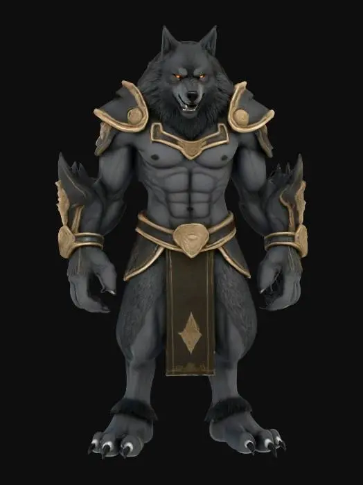 3D model for a powerful wolf style character