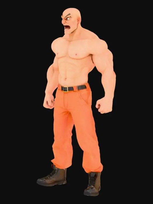 3D model for Crea un personaje masculino, sin cabello, sin camisa, pantalón naranja y zapatos negros.
Mirada enojada
Alta calidad y listo para animar sin deformaciones