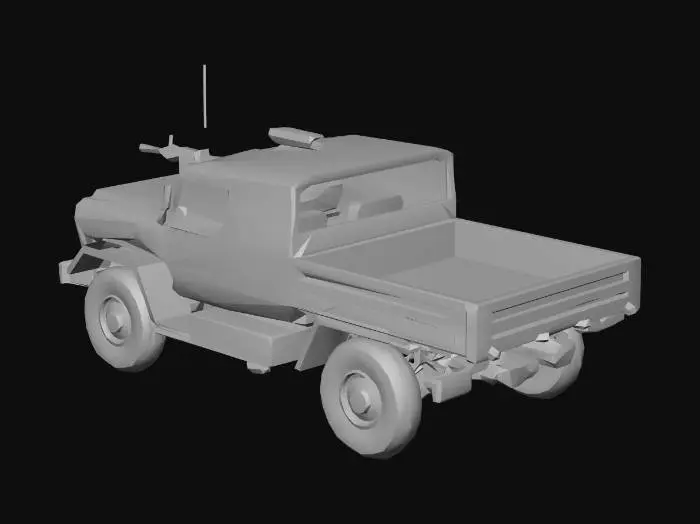 3D model for A low poly military truck, olive green camouflage, game ready