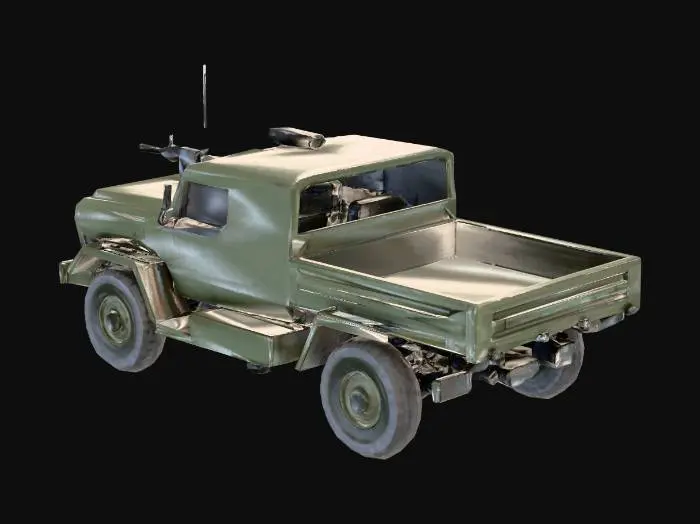 3D model for A low poly military truck, olive green camouflage, game ready