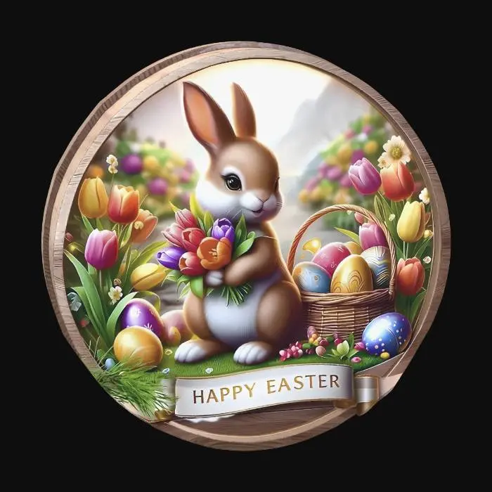 3D model for Easter Bunny with Bouquet and Painted Eggs, #EasterEgg2026#