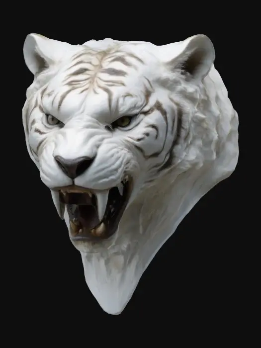 3D model for Lean, slender, wise, white regal saber-toothed tiger head bust