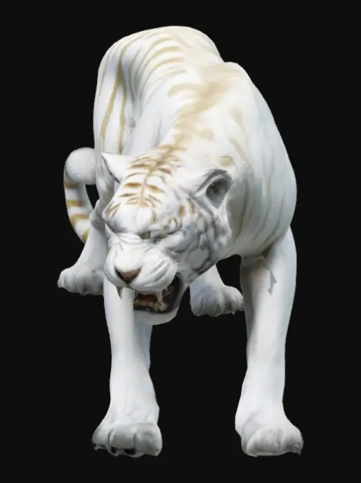 3D model for Lean, slender, wise, white regal saber-toothed tiger.