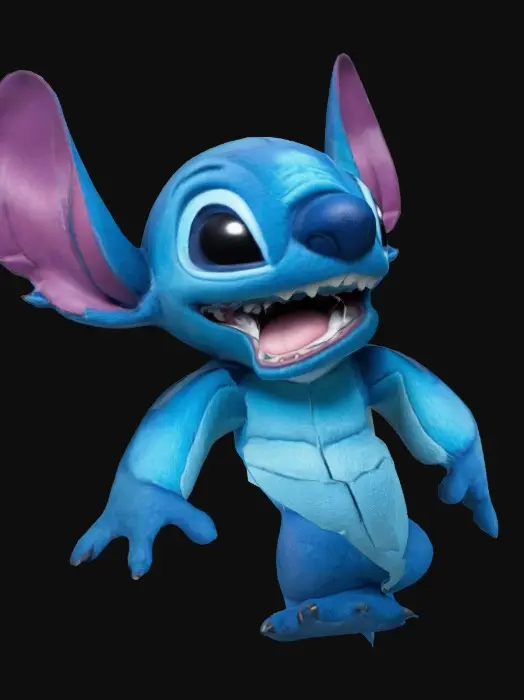 3D model for Stitch Disney character, standing upright, t-pose.