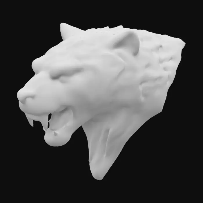 3D model for Lean, slender, wise, white regal saber-toothed tiger head bust