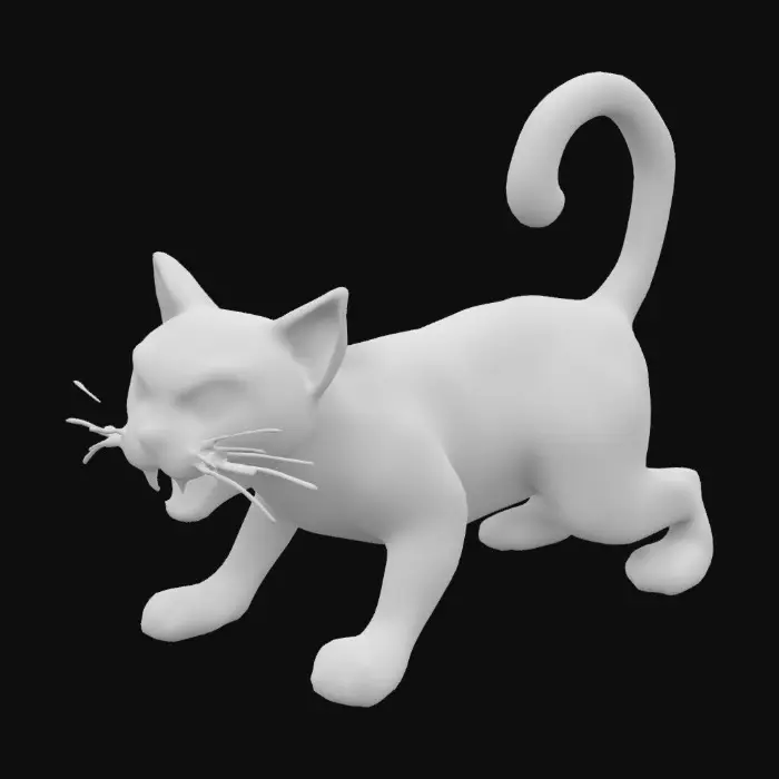 3D model for A siamese cat that has its back arched and is hissing, angry.