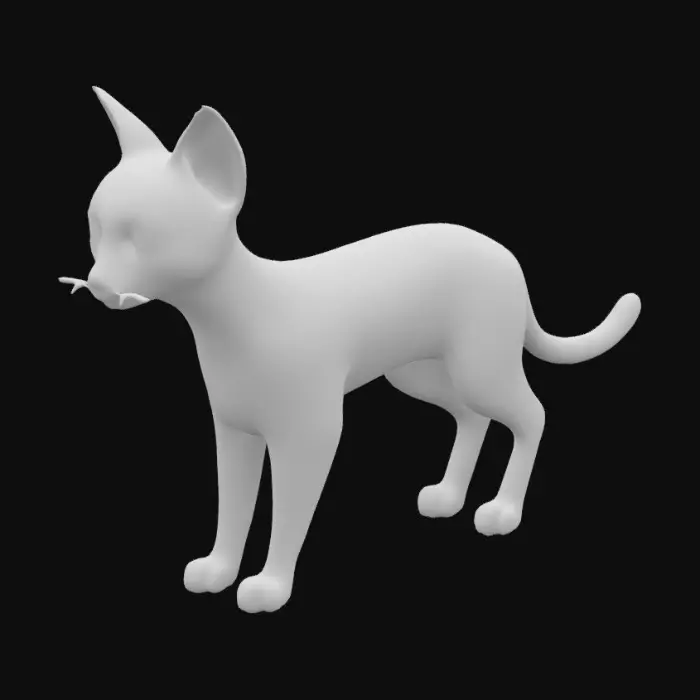 3D model for An elegant black and orange chimera cat with a split face.