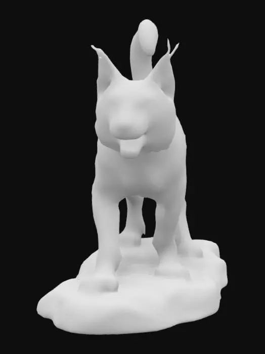 3D model for majestic taxidermy realistic sculpture of a feline bobcat chimera 
