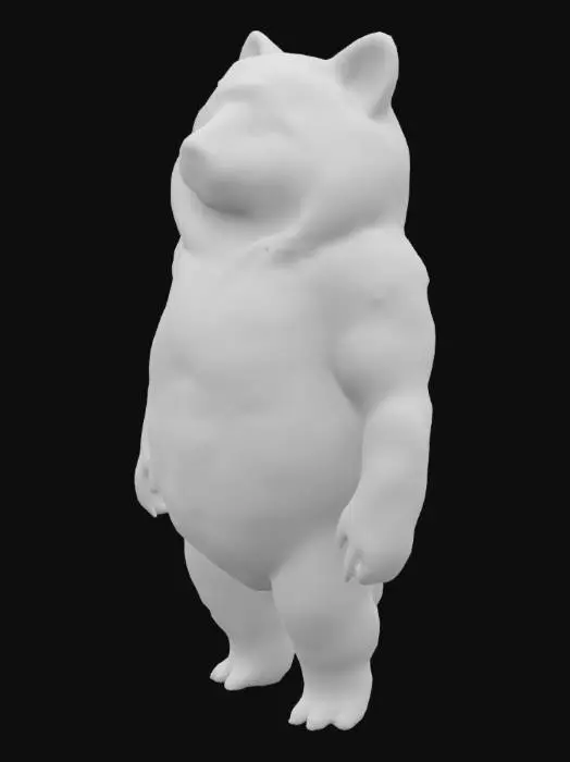 3D model for This image shows a wolf wearing a fluffy, sheep-like costume, standing among a group of real sheep in a grassy field. The costume covers the wolf's body, including its head and paws, blending it into the flock. The background is a blurred natural setting, emphasizing the wolf's humorous disguise.