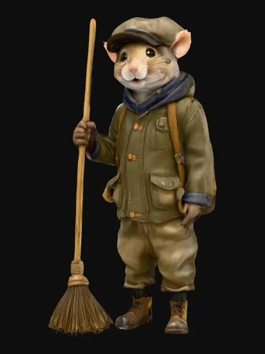 3D model for Sweeper Mouse in Overalls