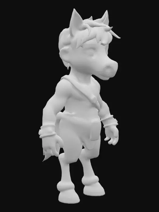 3D model for This is a 3D-rendered image of a BOY centaur, a mythological creature with the upper body of a human and the lower body of a horse. The setting appears to be a forested or rocky landscape, suggesting a fantasy theme.