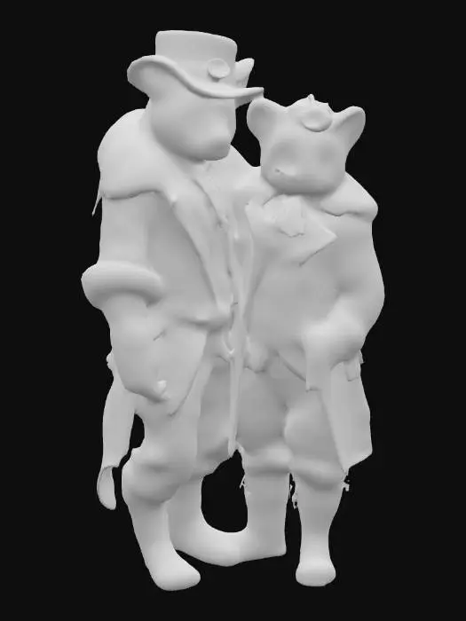 3D model for Steampunk Feline Duo