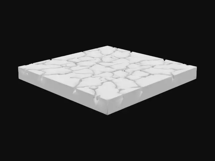 3D model for Black cracked tiles with red/blue glitch veins running between breaks
