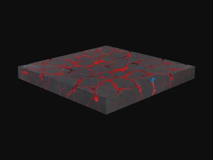 3D model for Black cracked tiles with red/blue glitch veins running between breaks