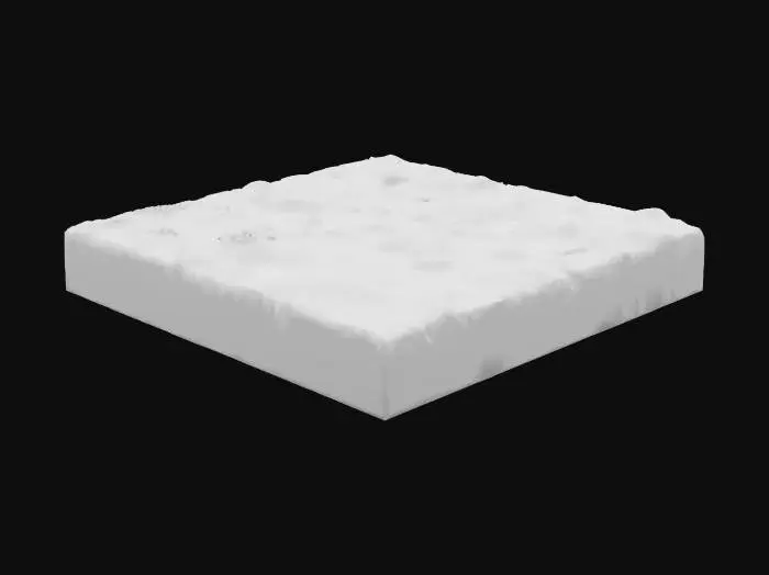 3D model for A natural garden floor with irregular patches of grass, compacted earth paths, and scattered small stones. Slightly uneven terrain with areas of exposed soil, some moss and dry leaves in corners. A mix of worn garden textures with a hint of wilderness, perfect for an outdoor backyard with human activity.