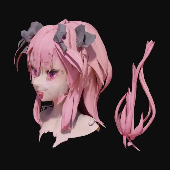 3D model for Pink-Haired Anime Character