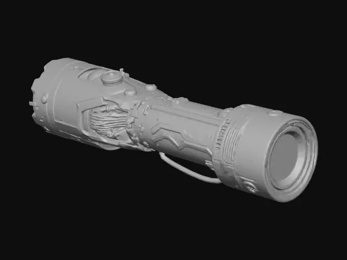 3D model for Looking to create assets for a VR game in realistic style. This game theme is a space station exifil/looter and need modular wall panels with displays, wiring, knobs, buttons etc. 
The modular wall panel should allow seamless placement with other panels.

Next model is a futuristic flashlight.