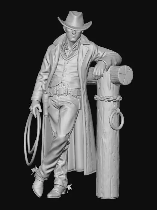 3D model for Bronze Cowboy Leaning on a Post