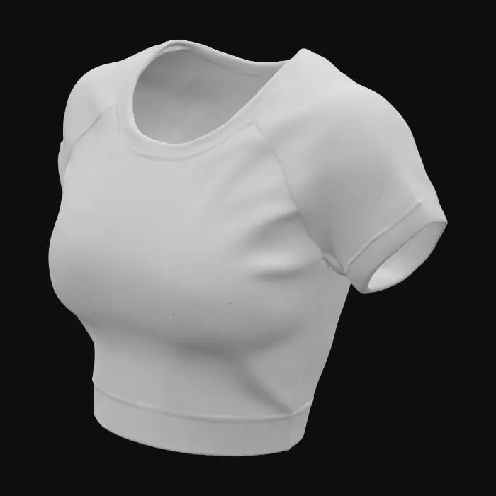 3D model for A women's sports-style top in solid black, crafted from elegant, high-quality fabric with a smooth, refined finish. 