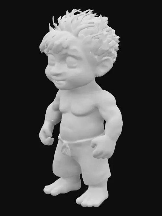 3D model for create a cute little boy cartoonist hulk, very cute face, bulky body