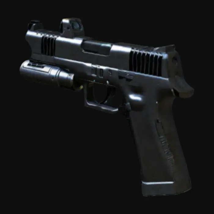 3D model for Make a model of a g17 with a silencer and a flashlight. also add a laser sight attachment to it