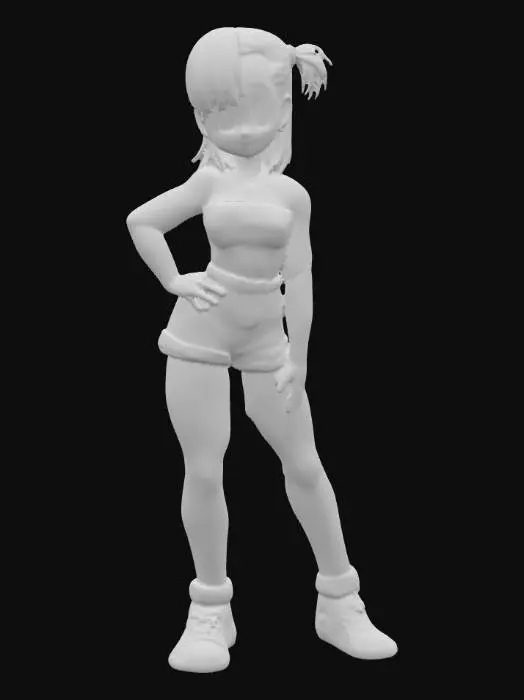 3D model for Character in Red and Brown Outfit