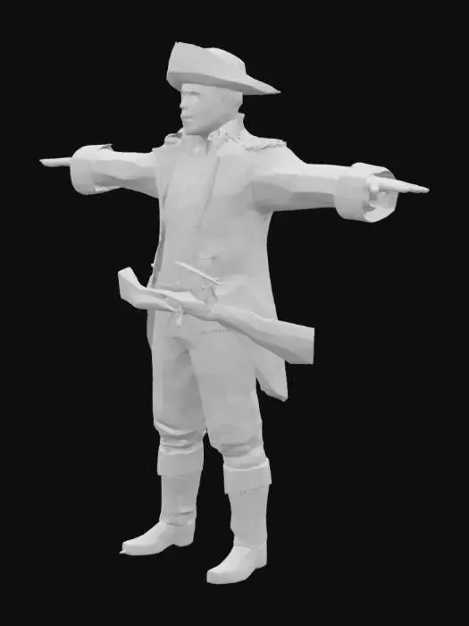 3D model for A 1700s revolutanary soldier in a tpose for pavlov
