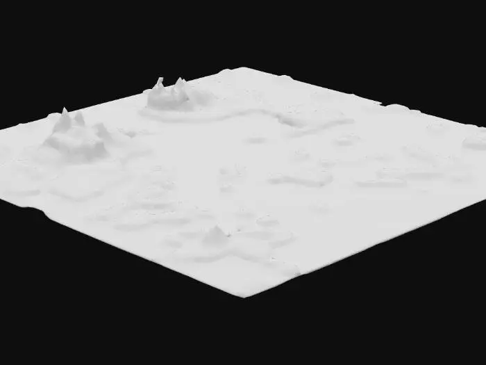 3D model for Stylized 3D volcano terrain chunk with semi-realistic textures. Includes lava flows, basalt rock, scorched ground, and smoke vents. Designed as an active volcanic biome with molten surfaces and glowing cracks. Provide four consistent multi-view renders (front, back, left, right) for 3D reconstruction. DEEP WITHIN THIS Volcano terrain LAYS A PLACE CALLED Brimscar Ridge – Jagged rock platform with a fractured crimson stone I NEED TO CREATE THE BACK GROUND OF THIS SHRINE AS TERRAIN. DONT  NEED THE SHRINE THERE I WILL PLACE THE SHRINE WE CREATED THERE JUST NEED THE TERRAIN
