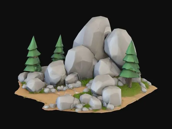 3D model for . Rocks & Boulders (Forest & Mountain Biomes)

Stylized 3D boulder and rock set with semi-realistic textures, slightly cartoony but cohesive with forest and mountain biomes. Designed for mining interactions: when struck, fragments crumble and drop stone or metal resources. Provide four multi-view renders (front, back, left, right) for 3D reconstruction. MAKE SURE THE TEXTURE IS NOT MISSING 