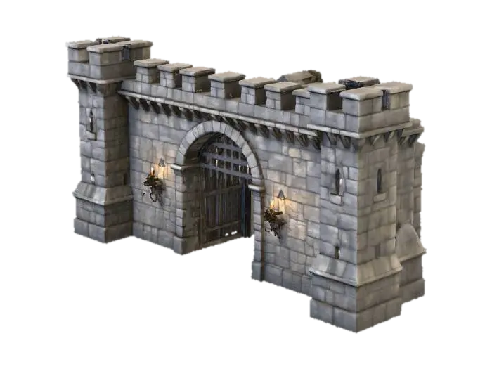 Castle Gate Fortification 3D model, vytvořený pomocí AI