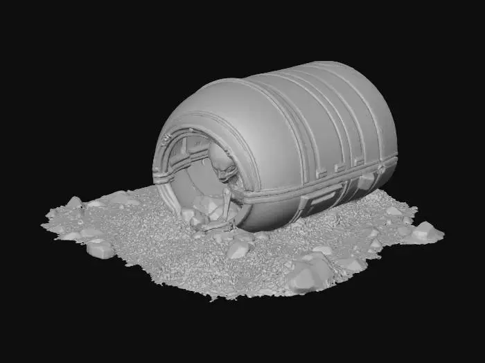 3D model for A glowing translucent alien emerging from a crashed metallic pod, surrounded by flickering green mist and glowing meteor fragments. Bioluminescent veins pulse under its glassy skin, fog drifting in moonlight, eerie forest backdrop. PBR materials, volumetric lighting, cinematic render, Unreal Engine quality, 4K detail #Halloween2025#