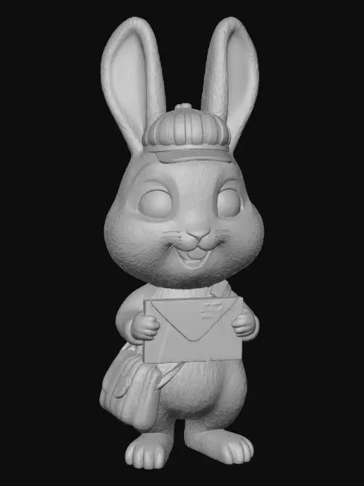 3D model for Mail Bunny (Postman):
"Stylized 3D bunny postman character. Brown bunny with rainbow messenger bag, little cap, holding a letter with a rainbow stamp. Cheerful smile. Cartoon, colorful, family-friendly style. Provide a single consistent render (front view only)."