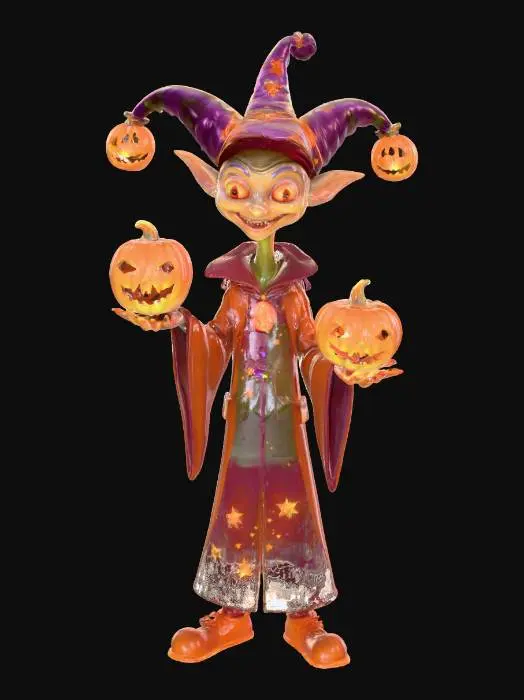 3D model for Cosmic Trickster

A mischievous alien jester juggling glowing jack-o-lanterns, rings of starlight swirling around. Hovering mid-air on antigravity disks, playful yet eerie smile. Stylized PBR, cartoon-meets-cosmic, dynamic lighting, volumetric glow, Pixar-quality render #Halloween2025#