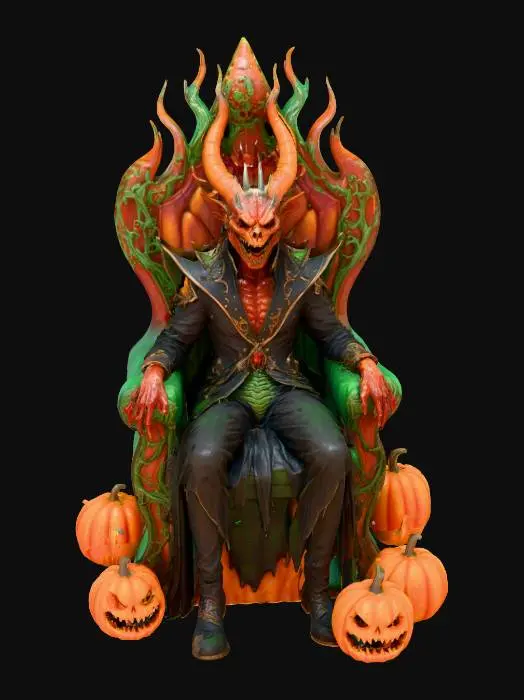 3D model for The Blood-Harvest Monarch

A regal vampire-dragon hybrid sitting on a throne of carved pumpkins and skulls, fanged grin dripping molten wax. Vines coil around his wings, each ending in glowing jack-o’-lanterns whispering souls. Mist creeps across cracked marble, candles flicker with green fire. PBR, cinematic realism, subsurface scattering, eerie ambience, gothic horror fantasy tone #Halloween2025#