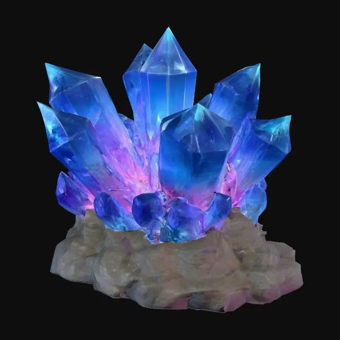 3D model for 💎 Crystal Resource Node Prompt
Stylized 3D glowing crystal cluster with semi-realistic textures. Designed as a rare resource node that can be mined to obtain rare crystals. Physics-aware: shatters when struck, fragments scatter. Provide four consistent multi-view renders (front, back, left, right) for 3D reconstruction.