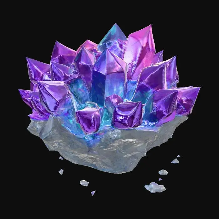 3D model for 💎 Crystal Resource Node Prompt
Stylized 3D glowing crystal cluster with semi-realistic textures. Designed as a rare resource node that can be mined to obtain rare crystals. Physics-aware: shatters when struck, fragments scatter. Provide four consistent multi-view renders (front, back, left, right) for 3D reconstruction.
