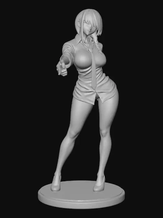 3D model for Confident Redhead in a White Shirt